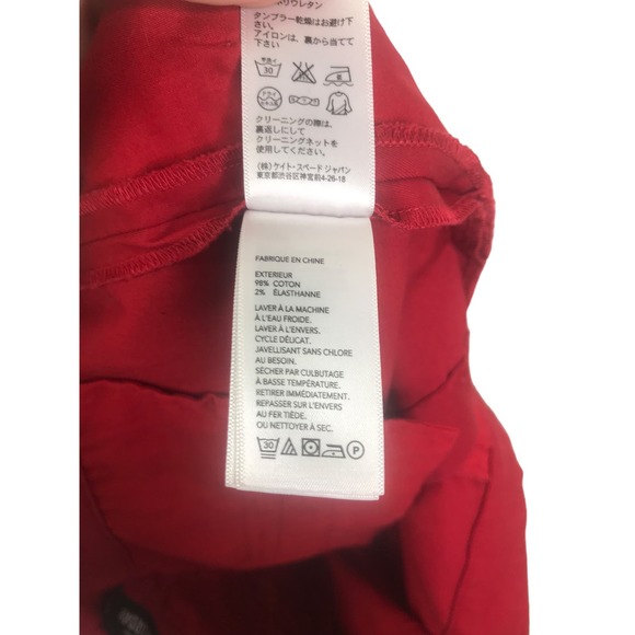 Kate Spade Saturday Women's Chino Shorts Red Cotton Stretch Flat Front Sz 2 - Picture 12 of 14